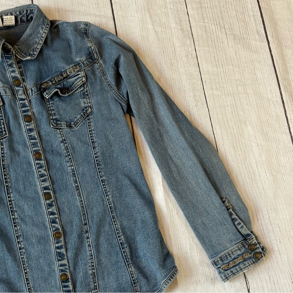 Vintage Hard Rock Cafe Philadelphia size XL women’s blue denim jacket - Picture 3 of 14